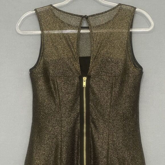 Aidan Aidan Mattox Womens Dress 6 Black Gold Metallic Sparkle Mini Fairygrunge - Picture 12 of 16